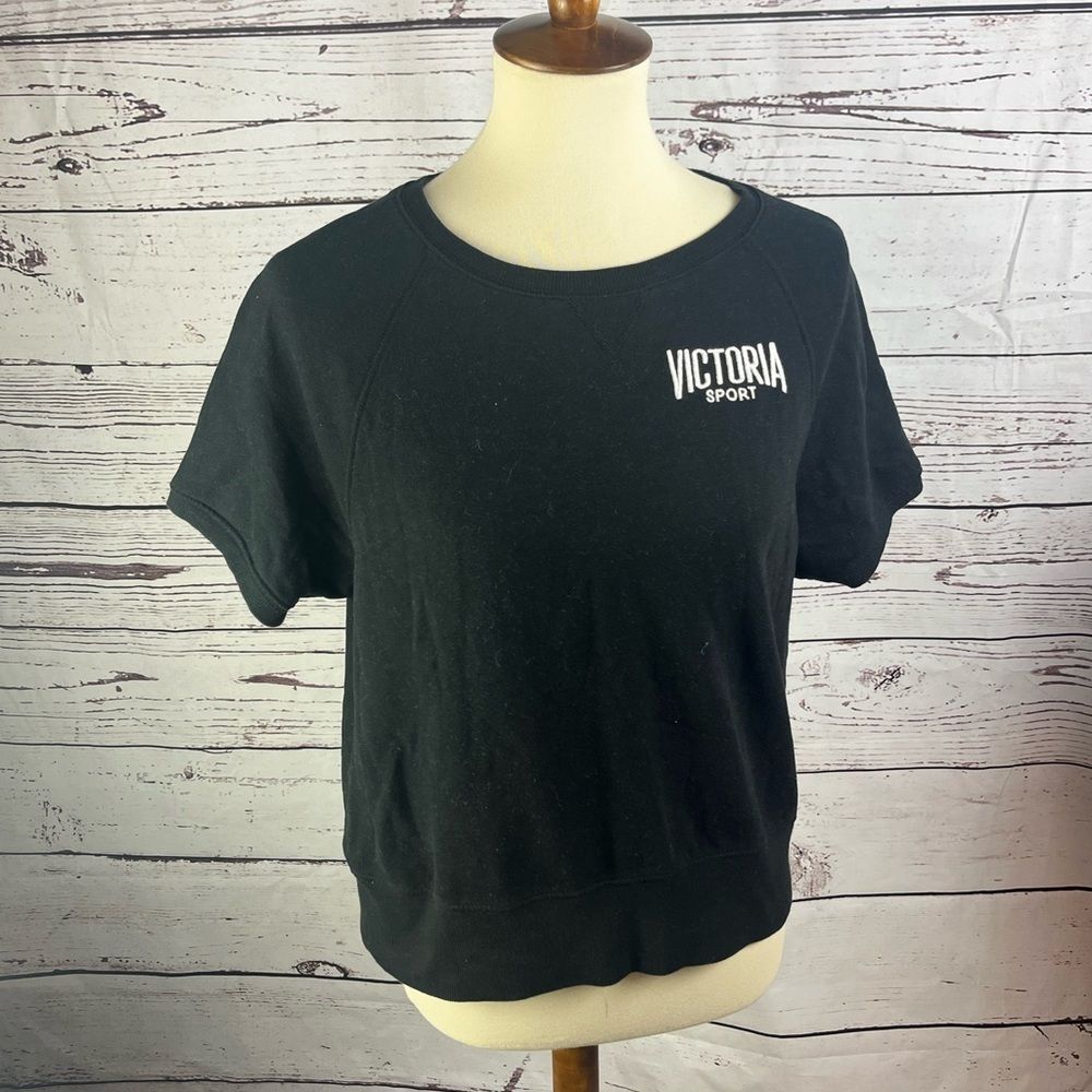 Victoria’s Sport Black Short Sleeve Sweatshirt